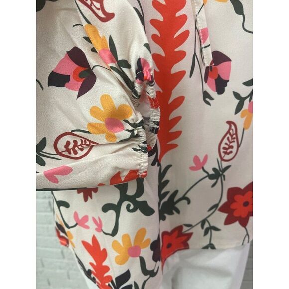 OC Order Plus Women Floral Raglan Puff Sleeve Blouse Size L - Picture 6 of 7